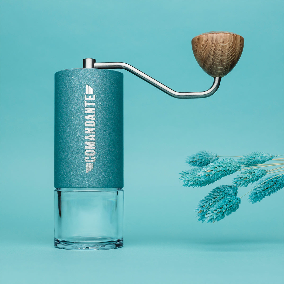 Comandante C40 Nitro Blade Coffee Grinder Product Colour Variant Alpine Lagoon Lifestyle Image