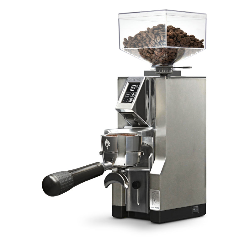 Eureka Mignon Libra Coffee Grinder Product Colour Chrome Side Facing View