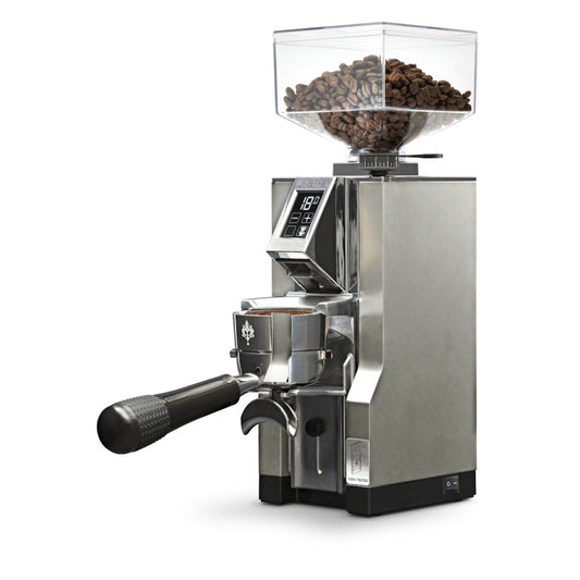 Eureka Mignon Libra Coffee Grinder Product Colour Chrome Side Facing View