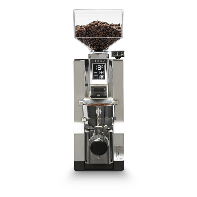 Eureka Mignon Libra Coffee Grinder Product Colour Chrome Front Facing View
