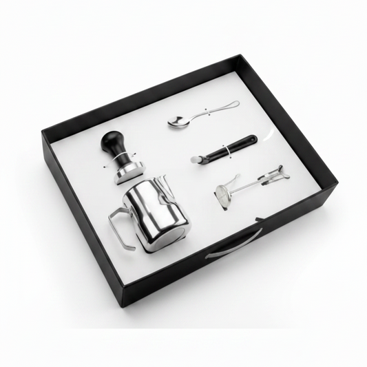 Motta Napoli Barista Kit Open Presentation Box Showing Included Items